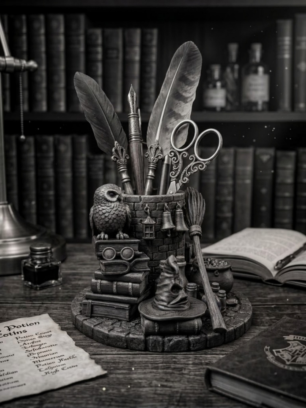 Wizardry Desk Organizer with Owl & Cauldron - Picture 3 of 5